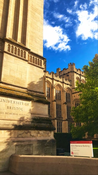 University of Bristol Wills Memorial Building under blue sky