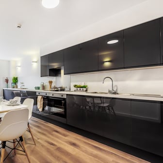 Shared kitchen and dining space