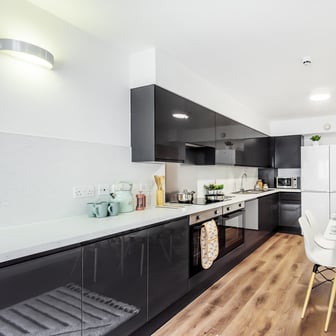 Shared kitchen and dining space