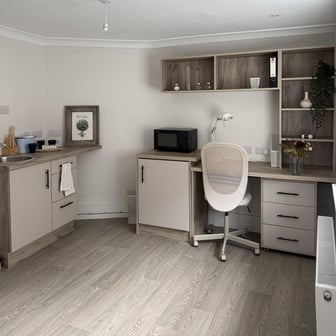 Study and kitchen area
