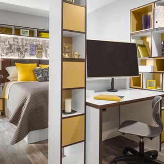 Bedroom with large flat screen TV