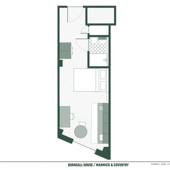 This is a floorplan of a Premium Studio at Burnsall House.
