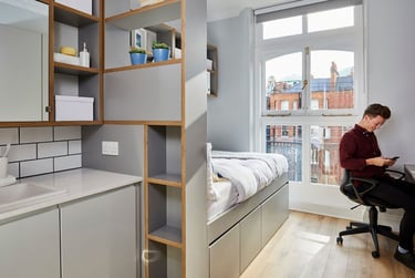 Ensuite Bedroom G02A at urbanest Victoria, 84-99 Thirleby Road, Westminster, London, SW1P1HH - Image 6