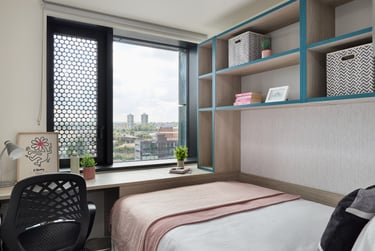 Ensuite Bedroom C1304E at urbanest Battersea, 125 Battersea Park Road, Battersea, London, SW84DS - Image 1