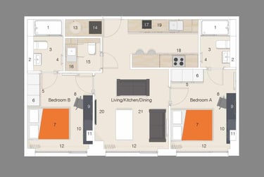 Upper Deluxe with City View 2 Bedroom Apartment - Image 3