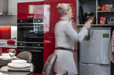 Individual fridge freezer and store cupboard