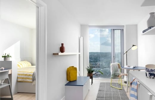 Bed in a three bedroom apartment