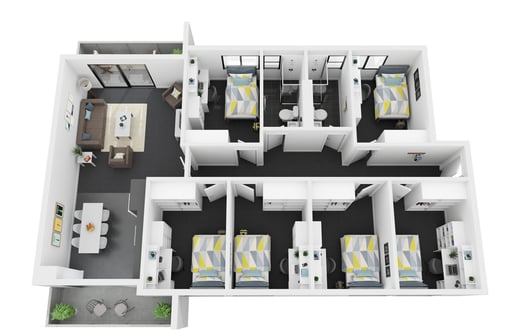 Standard Six Bedroom Shared Apartment