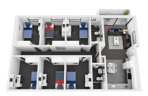 Standard Six Bedroom Shared Apartment